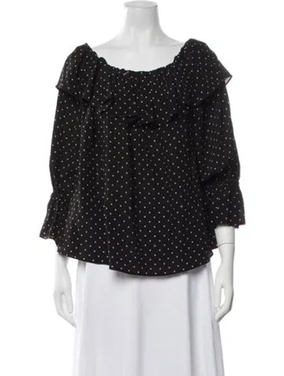 Pre-owned Gucci Silk Polka Dot Print Blouse In Black