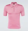 Gucci Pink Polo Shirt With Chest Pocket And Embroidered Logo On The Front In Fine Silk Knit Man In Pink