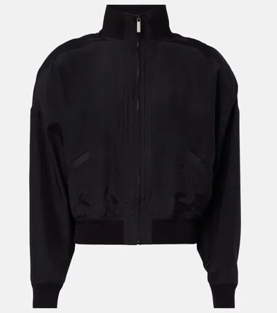 Gucci Silk Poplin Bomber Jacket In Black