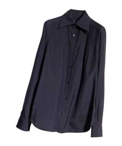 Gucci Silk Poplin Shirt In Black