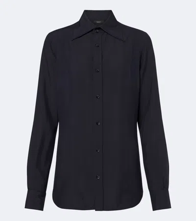 Gucci Silk Poplin Shirt In Black