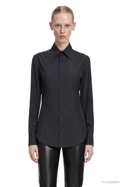 Gucci Silk Poplin Shirt In Black