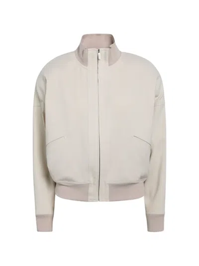 Gucci Silk Poplin Zip-up Bomber Jacket In Neutral