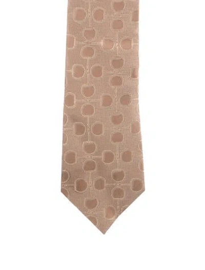 Pre-owned Gucci Silk Print Tie In Neutral