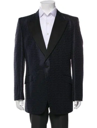 Pre-owned Gucci Silk Printed Blazer In Blue