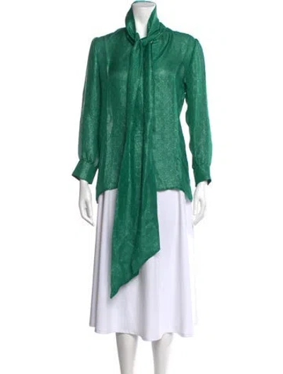 Pre-owned Gucci Silk Printed Blouse In Green