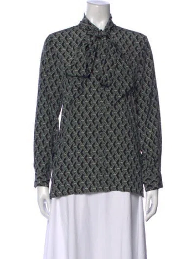 Pre-owned Gucci Silk Printed Blouse In Green