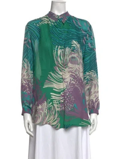 Pre-owned Gucci Silk Printed Blouse In Multi