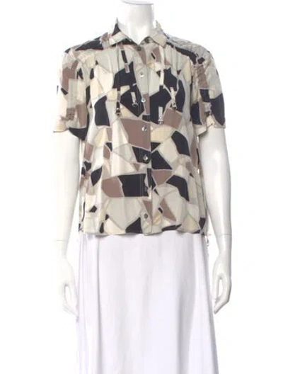 Pre-owned Gucci Silk Printed Blouse In Neutral