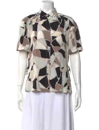 Pre-owned Gucci Silk Printed Blouse In Neutral