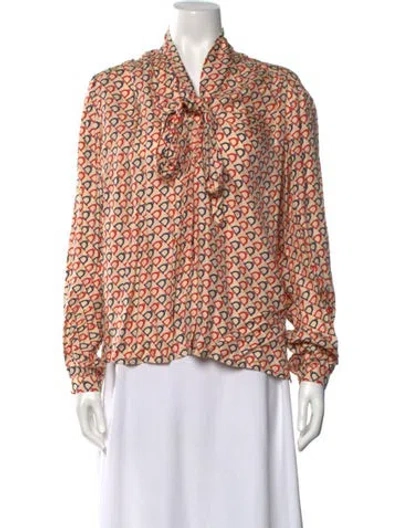 Pre-owned Gucci Silk Printed Blouse In Red