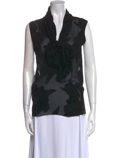 Pre-owned Gucci Silk Printed Blouse W/ Tags In Black