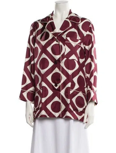 Pre-owned Gucci Silk Printed Pajamas In Burgundy