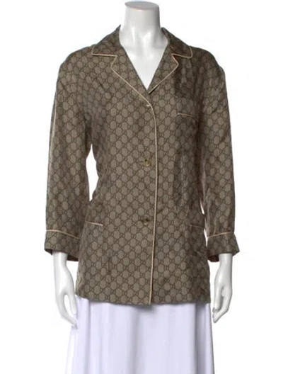 Pre-owned Gucci Silk Printed Pajamas W/ Tags In Neutrals