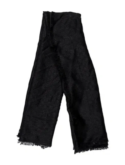 Pre-owned Gucci Silk Printed Scarf In Black