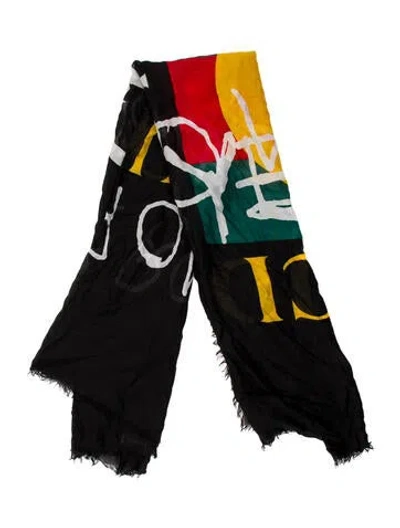 Pre-owned Gucci Silk Printed Scarf In Black