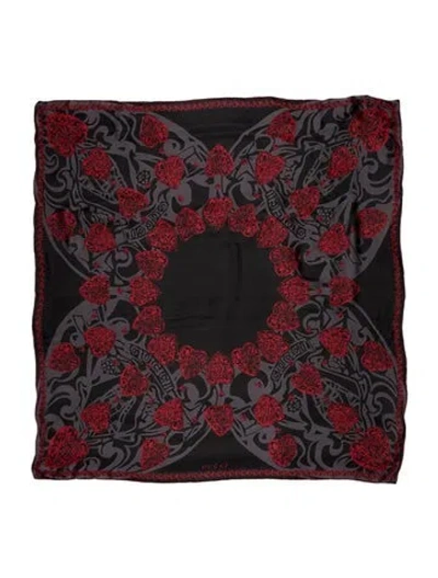 Pre-owned Gucci Silk Printed Scarf In Black