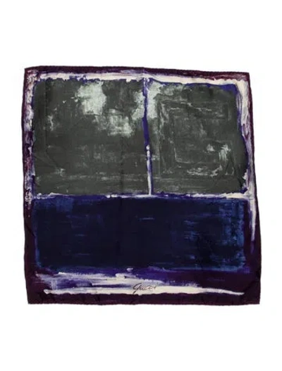 Pre-owned Gucci Silk Printed Scarf In Blue