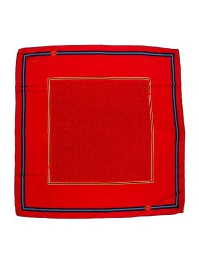 Pre-owned Gucci Silk Printed Scarf In Red