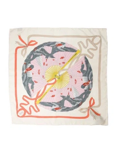 Pre-owned Gucci Silk Printed Scarf W/ Tags In Neutral