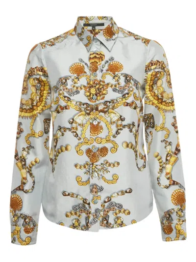 Pre-owned Gucci Silk Printed Shirt In Blue