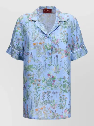 Gucci Silk Printed Shirt In Metallic