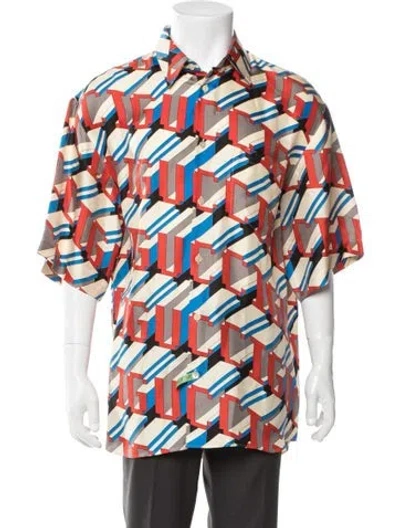 Pre-owned Gucci Silk Printed Shirt In Neutral