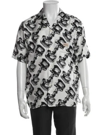 Pre-owned Gucci Silk Printed Shirt In White