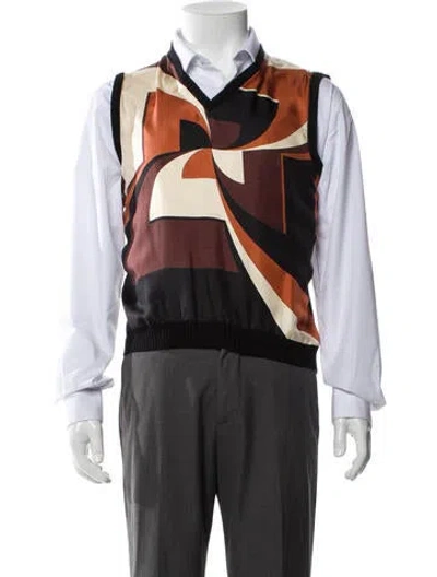 Pre-owned Gucci Silk Printed Sweater Vest In Black