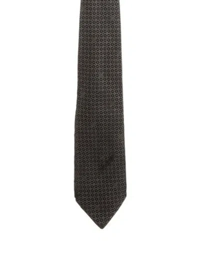 Pre-owned Gucci Silk Printed Tie In Black