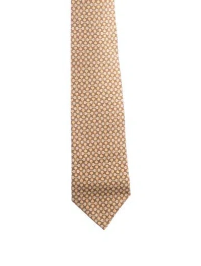 Pre-owned Gucci Silk Printed Tie In Neutrals