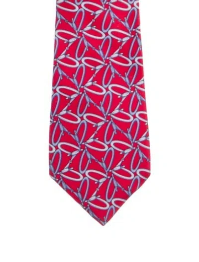 Pre-owned Gucci Silk Printed Tie In Red