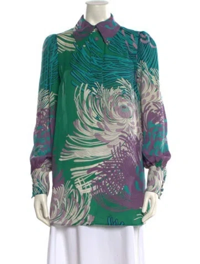 Pre-owned Gucci Silk Printed Tunic In Green