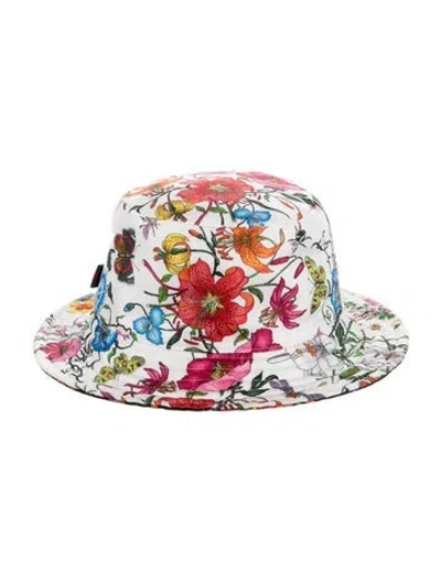 Pre-owned Gucci Silk Reversible Flora Bucket Hat  W/tags In Multi