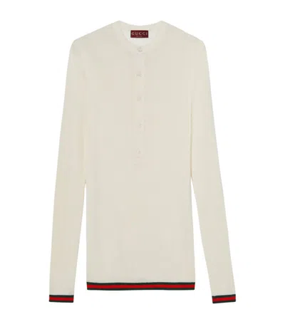 Gucci Silk Ribbed Sweater In White
