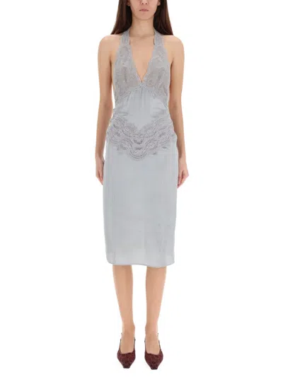 Gucci Silk Satin Dress In Gray