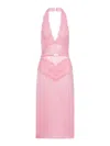 Gucci Halter Neck Midi Dress With Belt Detail In Pink