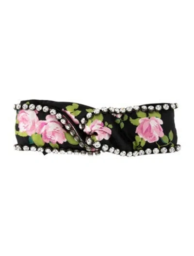 Pre-owned Gucci Silk Satin Knot Headband In Black
