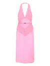 Gucci Halter Neck Midi Dress With Belt Detail In Pink