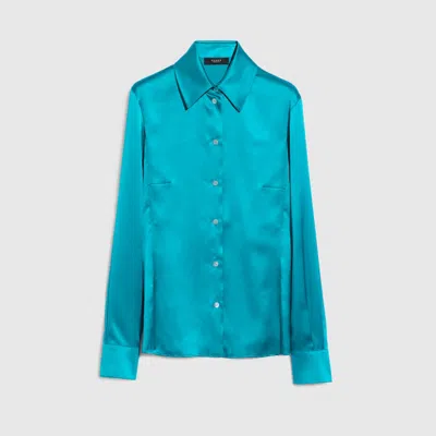Gucci Silk Satin Shirt In Blue