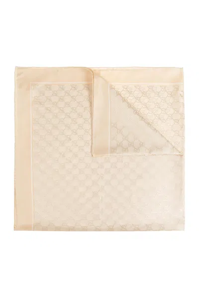 Gucci Gg Silk Scarf In Nude