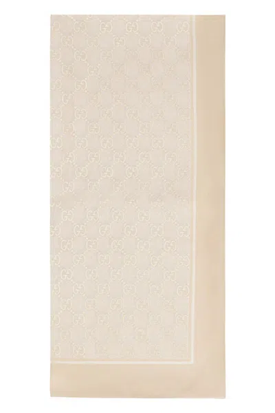 Gucci Silk Scarf In Beige