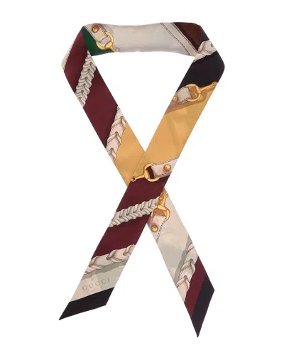 Gucci Silk Scarf In Brown