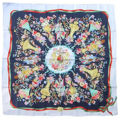 Pre-owned Gucci Silk Scarf Majestic Floral New, Never Worn 1990s In Gray