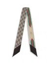 Gucci Silk Scarf With A Morsetto Print And Gg Crisscross