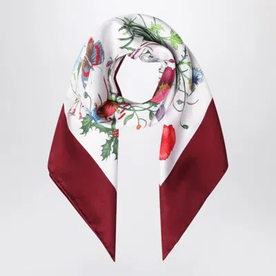 Gucci Silk Scarf With Floral Print Women In Multicolor