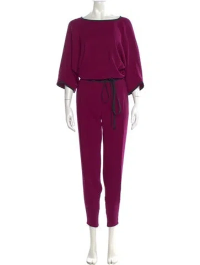 Pre-owned Gucci Silk Scoop Neck Jumpsuit In Purple