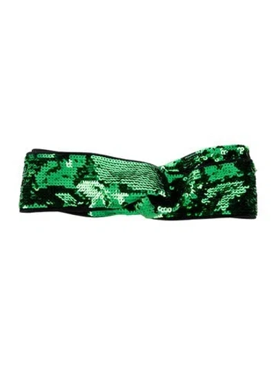 Pre-owned Gucci Silk Sequins Headband In Blue/green