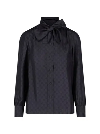 Gucci Silk Shirt In Blue