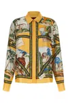 Gucci Bicolor Silk Pattern Shirt In Yellow